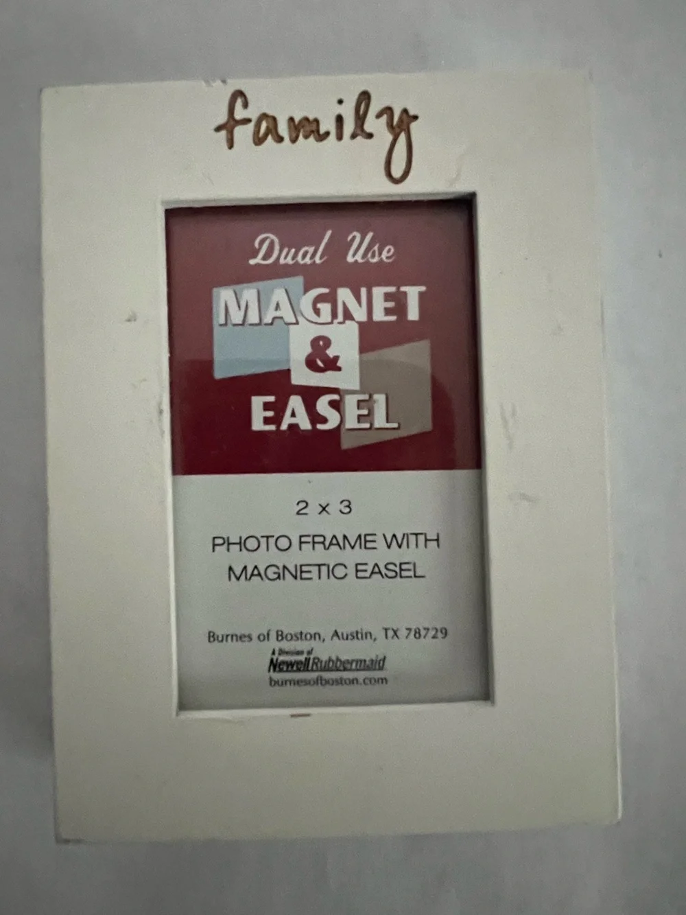 Burnes Of Boston White 'family' Magnetic 2x3 Photo Easel Magnet Frame Set Of 2